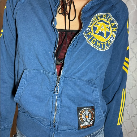 AMERICAN FIGHTER BY AFFLICTION GLADBROOK BLUE FULL ZIP HOODIE SZ SMALL - Picture 6 of 8